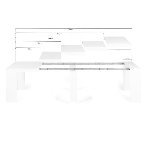ID MARKET - Table console extensible ORLANDO 14 personnes 300 cm bois blanc - large