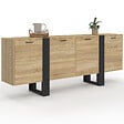 ID MARKET - Buffet enfilade 200 cm PHOENIX XXL 4 portes bois et noir - vignette