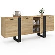 ID MARKET - Buffet enfilade 200 cm PHOENIX XXL 4 portes bois et noir - vignette