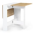 ID MARKET - Table console pliable EDI 2-4 personnes bois blanc plateau façon hêtre 103 x 76 cm - vignette
