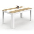 ID MARKET - Table à manger rectangle GEORGIA 8 personnes blanche et imitation hêtre 160 x 80 cm - vignette