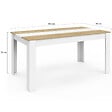ID MARKET - Table à manger rectangle GEORGIA 8 personnes blanche et imitation hêtre 160 x 80 cm - vignette