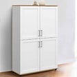 ID MARKET - Buffet haut H. 125 cm VITO 4 portes blanc et bois - vignette