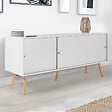 ID MARKET - Buffet bas scandinave 135 cm EFFIE 3 portes bois blanc - vignette