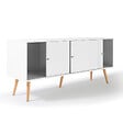 ID MARKET - Buffet bas scandinave 135 cm EFFIE 3 portes bois blanc - vignette
