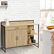 ID MARKET - Buffet bas de cuisine 120 CM DETROIT plan de travail H.83 CM 2 portes + tiroir design industriel - vignette