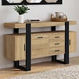 ID MARKET - Buffet 140 cm PHOENIX 3 portes et 3 tiroirs bois et noir - vignette