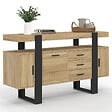 ID MARKET - Buffet 140 cm PHOENIX 3 portes et 3 tiroirs bois et noir - vignette