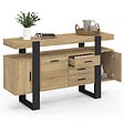 ID MARKET - Buffet 140 cm PHOENIX 3 portes et 3 tiroirs bois et noir - vignette