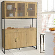 ID MARKET - Buffet de cuisine vitré 120 CM DETROIT meuble vaisselier 6 portes design industriel + tiroir - vignette