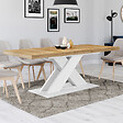 ID MARKET - Table à manger extensible rectangle ALICIA 6-10 personnes bois et blanc 160-200 cm - vignette