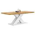 ID MARKET - Table à manger extensible rectangle ALICIA 6-10 personnes bois et blanc 160-200 cm - vignette