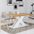 ID MARKET - Table à manger extensible rectangle ALICIA 6-10 personnes bois et blanc 160-200 cm - vignette