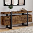 ID MARKET - Buffet 180 cm PHOENIX XXL 4 portes avec 3 tiroirs bois effet vieilli et noir - vignette