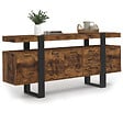 ID MARKET - Buffet 180 cm PHOENIX XXL 4 portes avec 3 tiroirs bois effet vieilli et noir - vignette