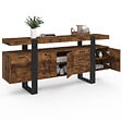 ID MARKET - Buffet 180 cm PHOENIX XXL 4 portes avec 3 tiroirs bois effet vieilli et noir - vignette