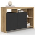 ID MARKET - Buffet 110 cm MALO bois façon hêtre et portes noires - vignette
