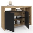 ID MARKET - Buffet 110 cm MALO bois façon hêtre et portes noires - vignette