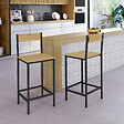 ID MARKET - Lot de 2 tabourets de bar DETROIT avec dossier chaise de cuisine design industriel - vignette