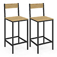 ID MARKET - Lot de 2 tabourets de bar DETROIT avec dossier chaise de cuisine design industriel - vignette