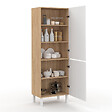 ID MARKET - Colonne de cuisine 60 cm CINA 2 portes façon hêtre et blanc - vignette