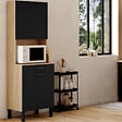 ID MARKET - Buffet de cuisine 60 CM CINA 2 portes + tiroir façon hêtre et noir - vignette