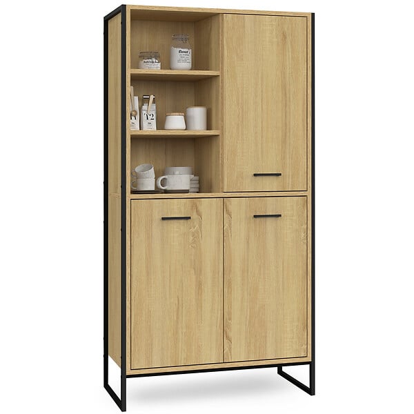 ID MARKET - Buffet haut H. 160 cm DETROIT 3 portes design industriel - large