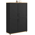 ID MARKET - Buffet haut H. 125 cm VITO 4 portes noir et bois - vignette
