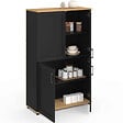 ID MARKET - Buffet haut H. 125 cm VITO 4 portes noir et bois - vignette