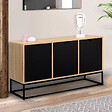 ID MARKET - Buffet bas 113 cm BOSTON 3 portes noires design industriel - vignette