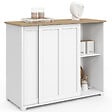 ID MARKET - Buffet 100 cm JANGO 2 portes coulissantes blanc et plateau bois - vignette