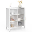 ID MARKET - Buffet d'appoint 3 étagères et placard 70 cm EDHEN bois blanc et cannage - vignette