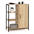 ID MARKET - Buffet d'appoint 3 étagères et placard 70 cm DETROIT design industriel - vignette