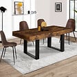 ID MARKET - Table à manger rectangle PHOENIX 6 personnes bois effet vieilli et noir 160 cm - vignette
