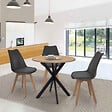 ID MARKET - Table à manger ronde ALIX 4 personnes pied araignée bois et noir 80 cm - vignette