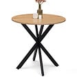ID MARKET - Table à manger ronde ALIX 4 personnes pied araignée bois et noir 80 cm - vignette