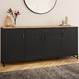 ID MARKET - Buffet 180 cm WASHINGTON XXL 4 portes et 1 tiroir bois et noir - vignette