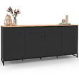 ID MARKET - Buffet 180 cm WASHINGTON XXL 4 portes et 1 tiroir bois et noir - vignette