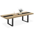 ID MARKET - Table à manger extensible rectangle PHOENIX 6-12 personnes bois et noir bande centrale noire 200-300 cm - vignette