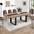 ID MARKET - Table à manger extensible rectangle PHOENIX 6-12 personnes bois et noir bande centrale noire 200-300 cm - vignette