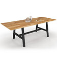 ID MARKET - Table à manger extensible rectangle MADELEINE 6-12 personnes bois et métal noir 160-240 cm - vignette