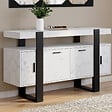 ID MARKET - Buffet 140 cm PHOENIX 4 portes effet marbre blanc ALASKA et noir - vignette