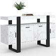 ID MARKET - Buffet 140 cm PHOENIX 4 portes effet marbre blanc ALASKA et noir - vignette