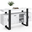ID MARKET - Buffet 140 cm PHOENIX 4 portes effet marbre blanc ALASKA et noir - vignette