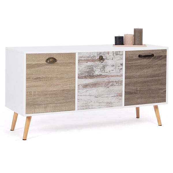 ID MARKET - Buffet bas scandinave 113 cm BAHIA 3 portes - large
