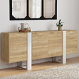 ID MARKET - Buffet enfilade 200 cm PHOENIX XXL 4 portes bois et blanc - vignette
