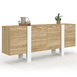 ID MARKET - Buffet enfilade 200 cm PHOENIX XXL 4 portes bois et blanc - vignette
