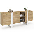 ID MARKET - Buffet enfilade 200 cm PHOENIX XXL 4 portes bois et blanc - vignette