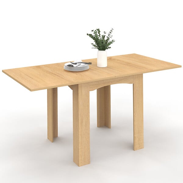 ID MARKET - Table à manger extensible rectangle DONA 4-8 personnes hêtre 80-160 cm - large