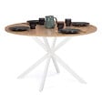 ID MARKET - Table à manger ronde ALIX 6 personnes pied araignée bois et blanc 110 cm - vignette